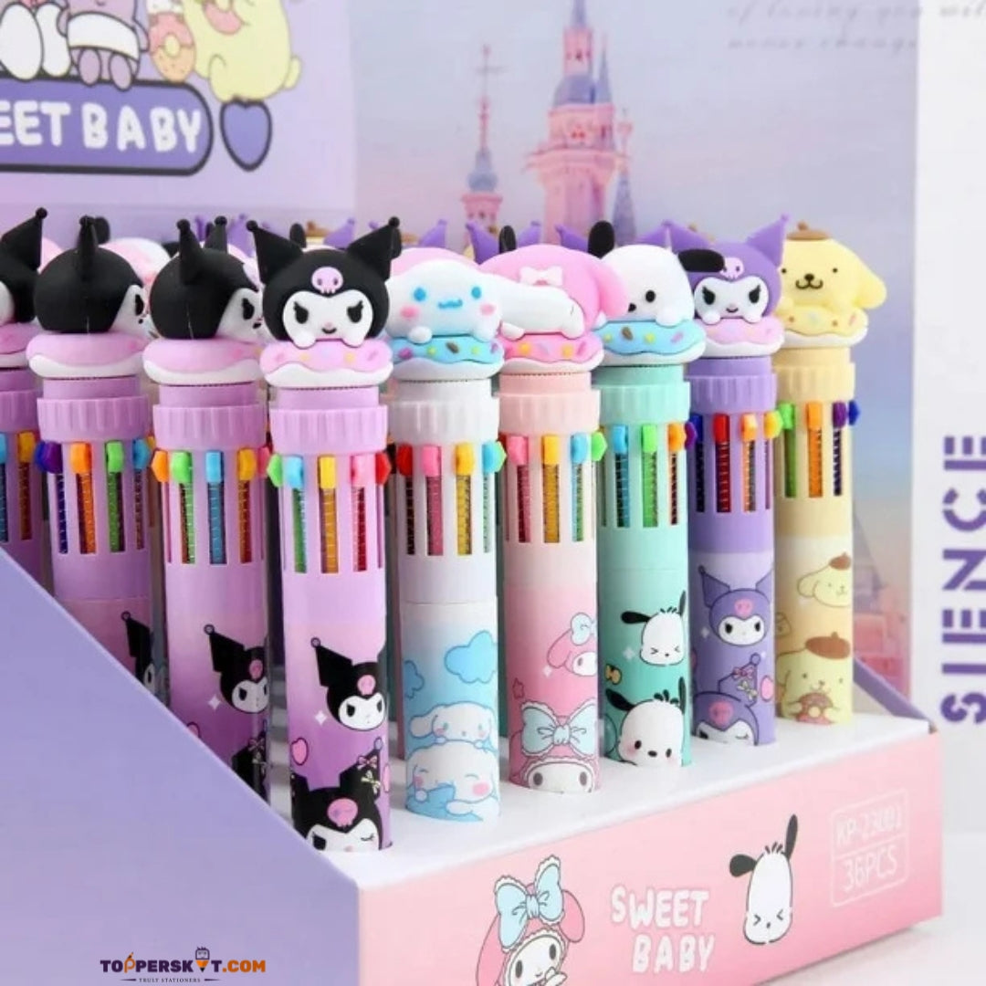 Multicolor 10-in-1 Retractable Pen – Fun & Functional (Pack of 1)