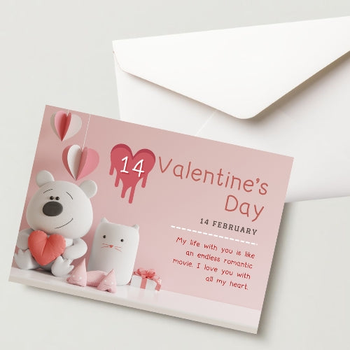 Premium Valentine's Day 300 GSM Cold Pressed Paper with 1 Envelope