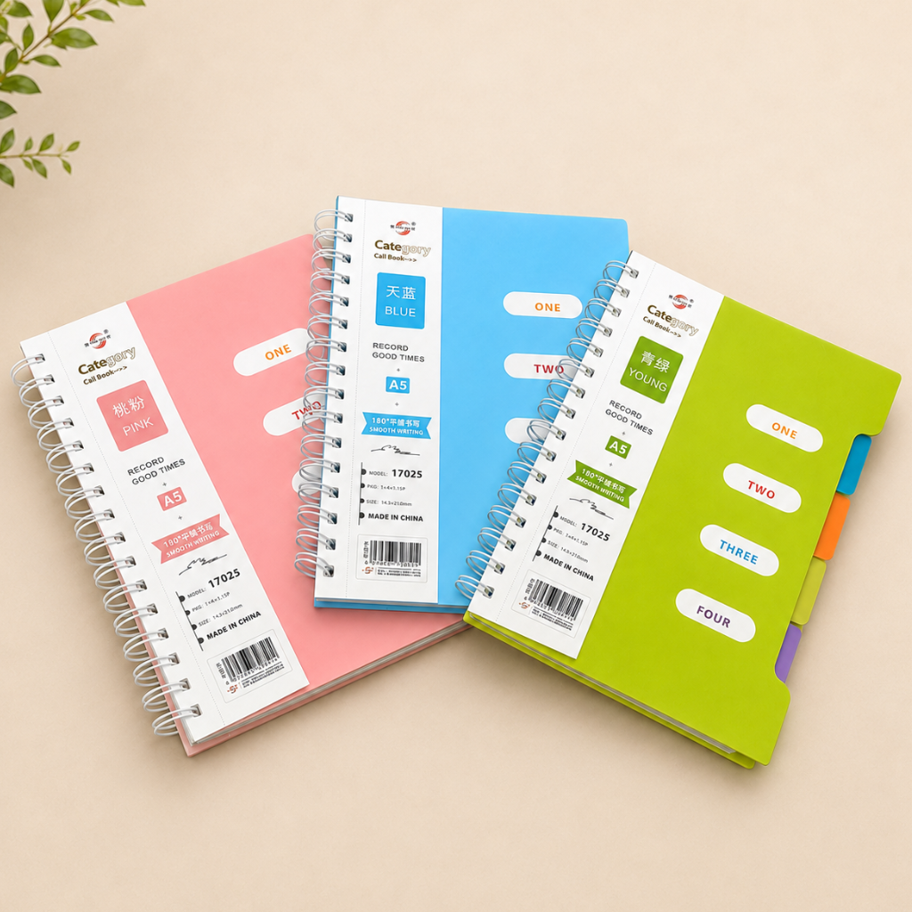 A5 Spiral 4 Subject Multi-Section Writing Notebook - 240 Pages ( Pack of 1 )