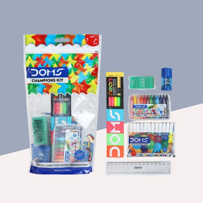 DOMS Champions Kit: Premium 6-Piece Assorted Art Set for Creative Minds, Ideal for Gifting and Safe for Children ( Pack of 1 ) - Topperskit LLP