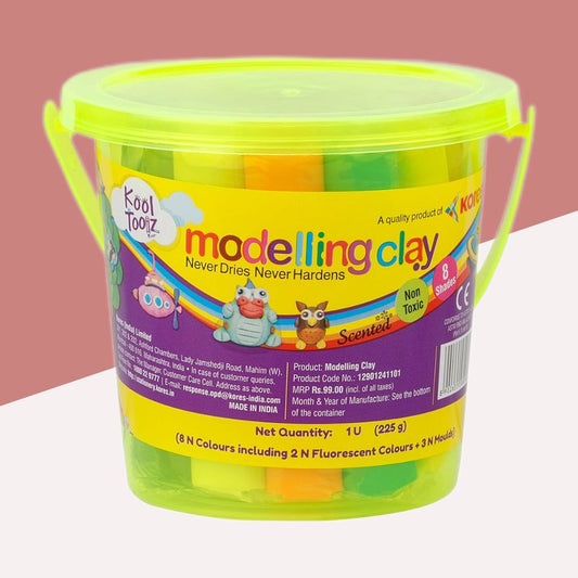 Kores Kool Clay Bucket - 225 gm: Inspire Young Minds with Vibrant Shades, Molds, and Safe Creativity ( Pack of 1 ) - Topperskit LLP