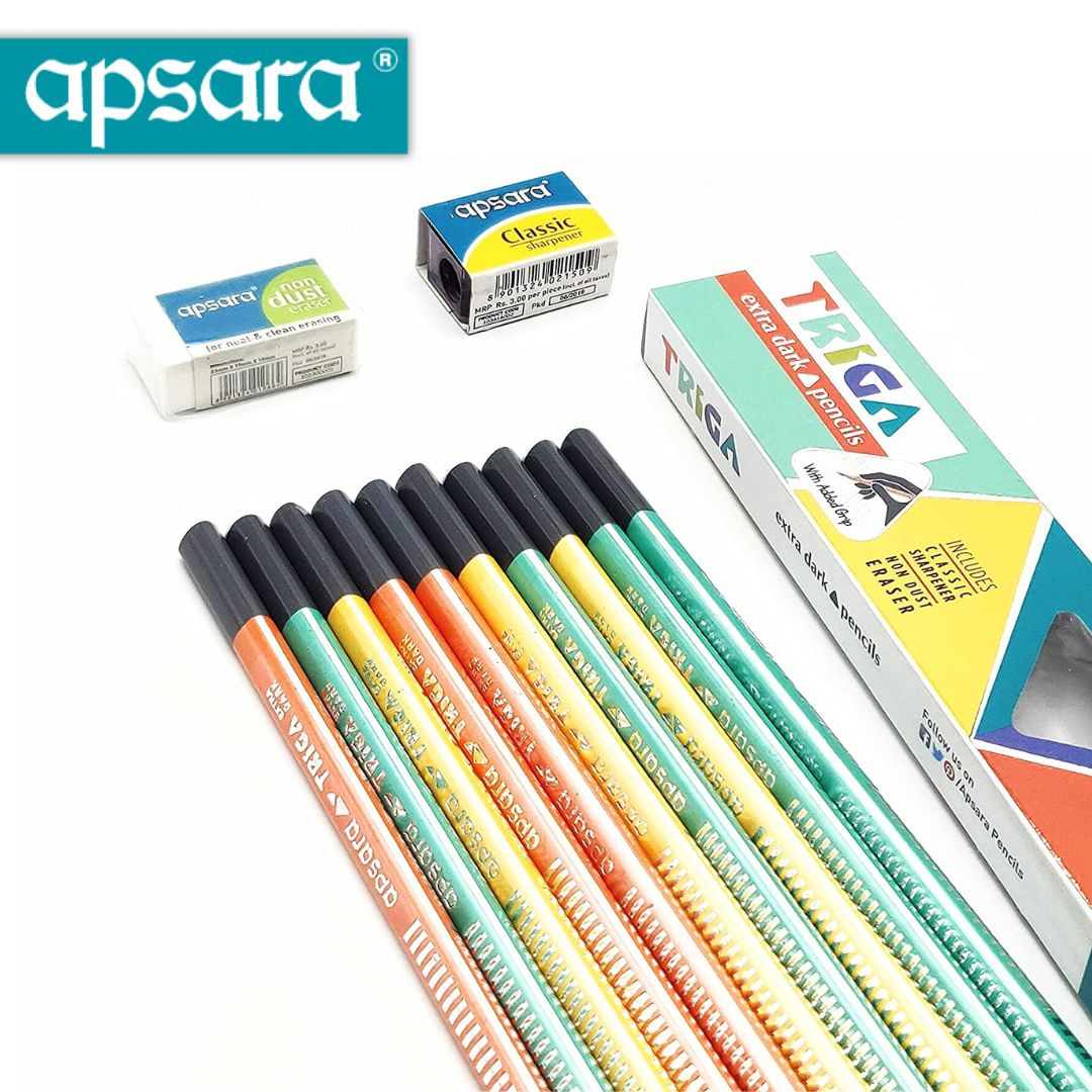 Apsara Triga Pencils : Effortless Writing with Unique Triangular Design ( Pack Of 10 ) - Topperskit LLP