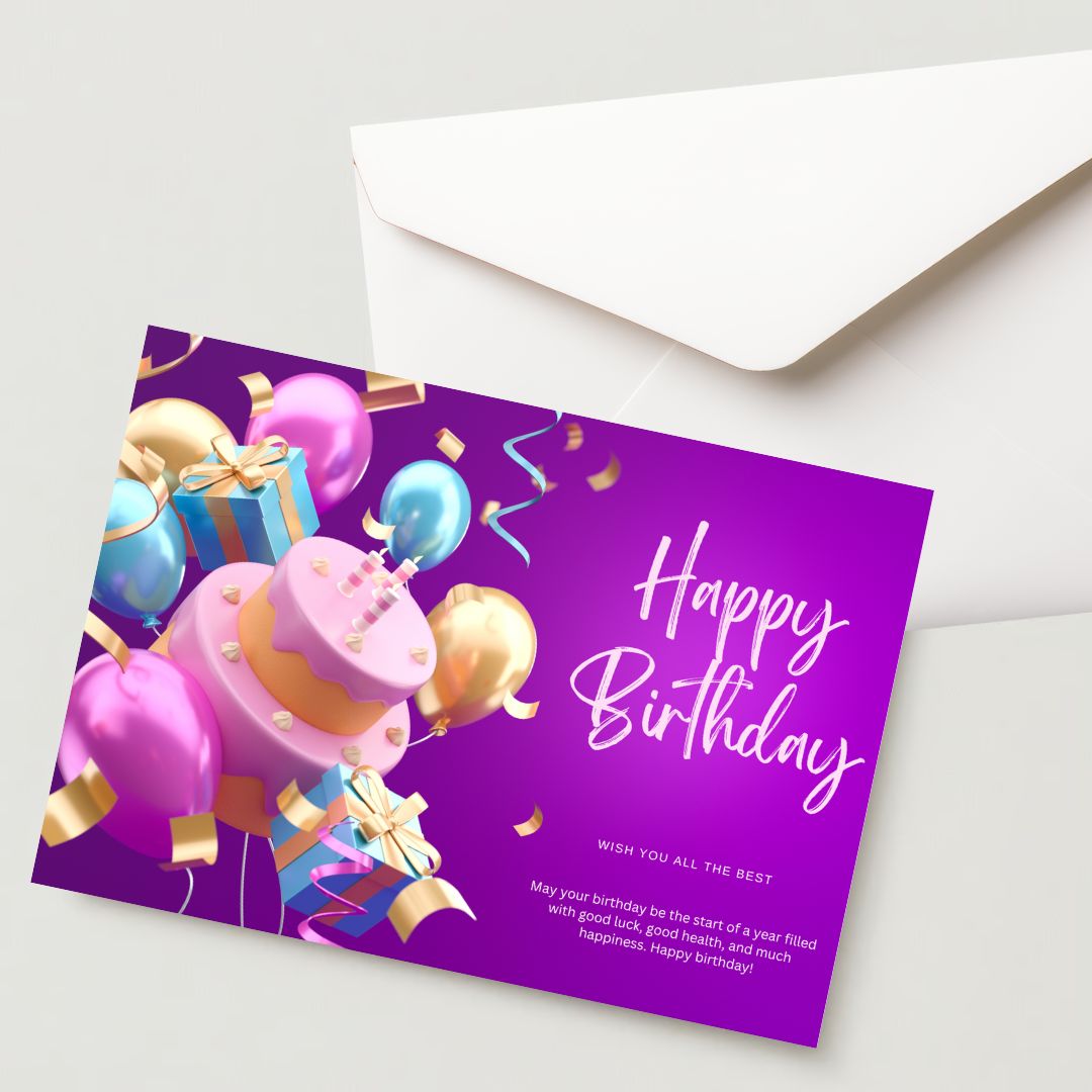 Premium Birthday Card with Envelope 300 GSM Cold-Pressed Paper (Pack of 1)