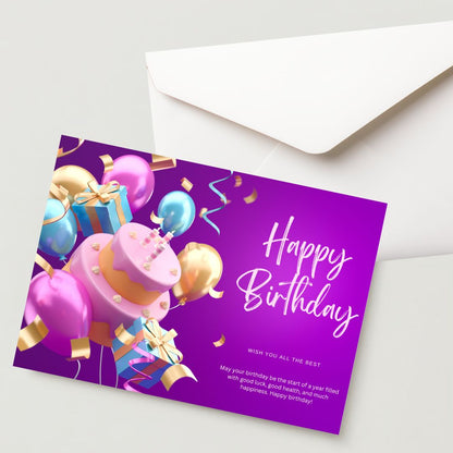 Premium Birthday Card with Envelope 300 GSM Cold-Pressed Paper (Pack of 1)