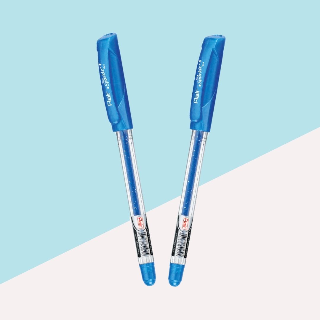 Flair Glitter Xtra Sparkle Gel Pen - Light Blue : Elevate Your Creations with Vibrant Glamour and Sophistication ( Set of 2 ) - Topperskit LLP