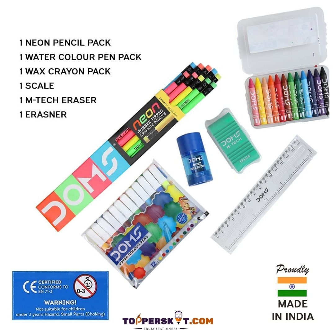 DOMS Champions Kit: Premium 6-Piece Assorted Art Set for Creative Minds, Ideal for Gifting and Safe for Children ( Pack of 1 ) - Topperskit LLP