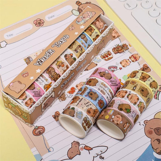 Capybara Designer Printed Washi Tape – Assorted Patterns ( Pack of 10 )