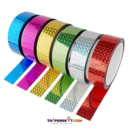 Coloured Sparkle Tape – 1/2 Inch : Vibrant Adhesive Brilliance for Creative Projects (Pack of 36 ) - Topperskit LLP