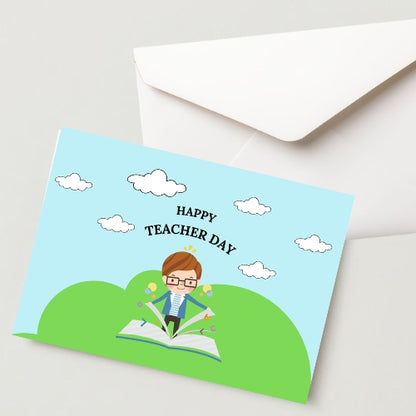 Premium Teacher's Day Greeting Card-300 GSM  Cold Pressed Paper With 1 Envelope