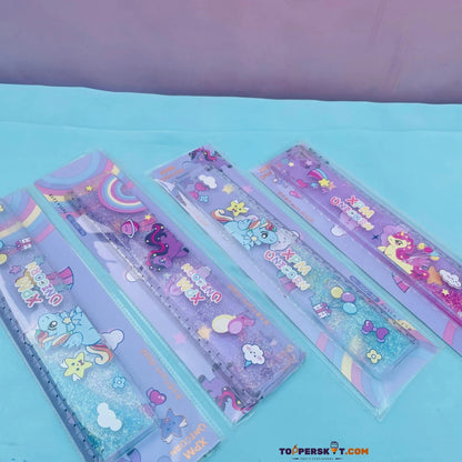 Unicorn Glitter Water Ruler 20 CM - Hard Plastic, Assorted Colors (Pack of 1)