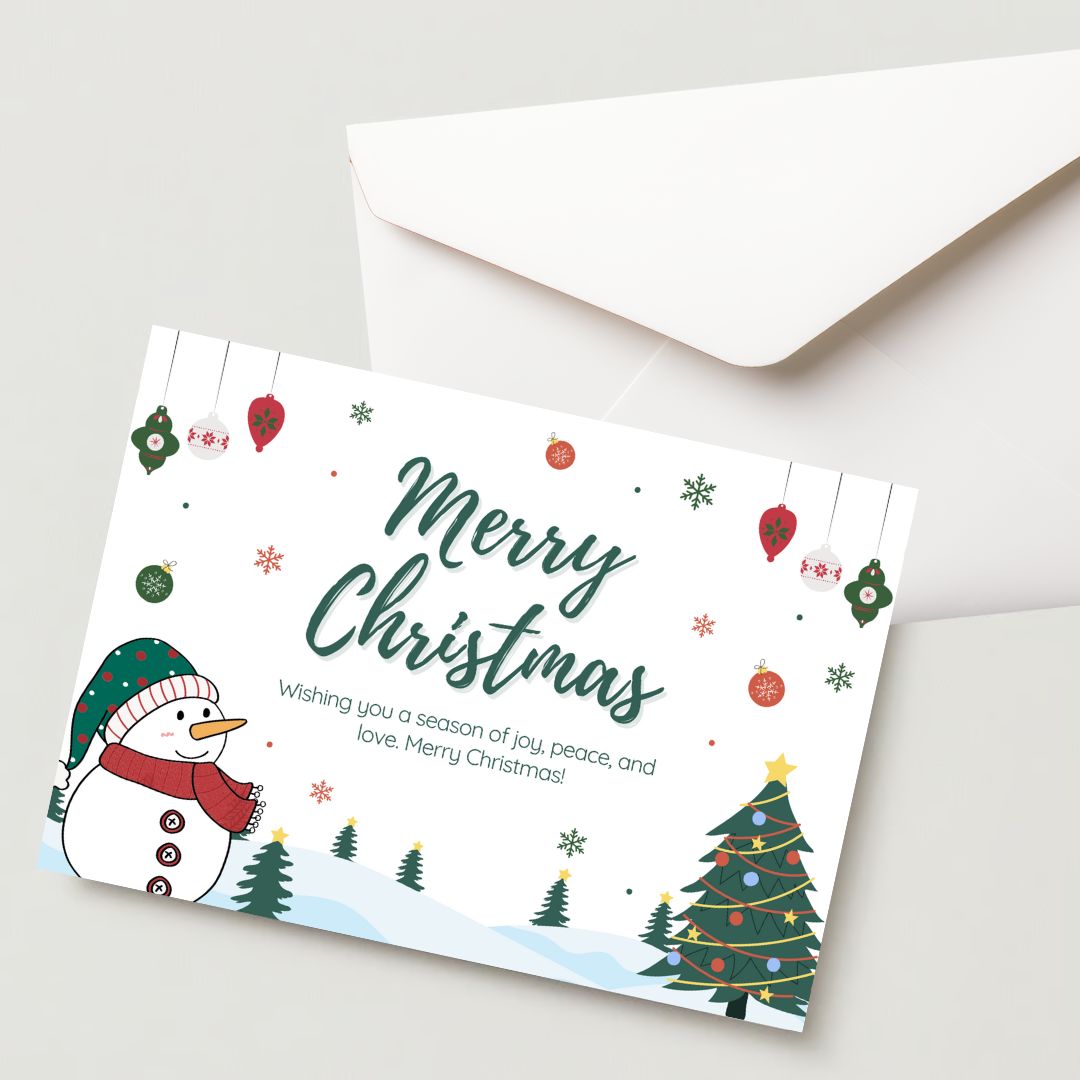 Christmas Greeting Card- 300 GSM Paper with Envelope (Pack of 1)