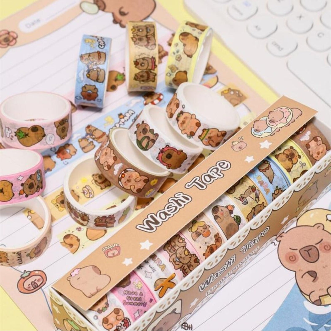 Capybara Designer Printed Washi Tape – Assorted Patterns ( Pack of 10 )