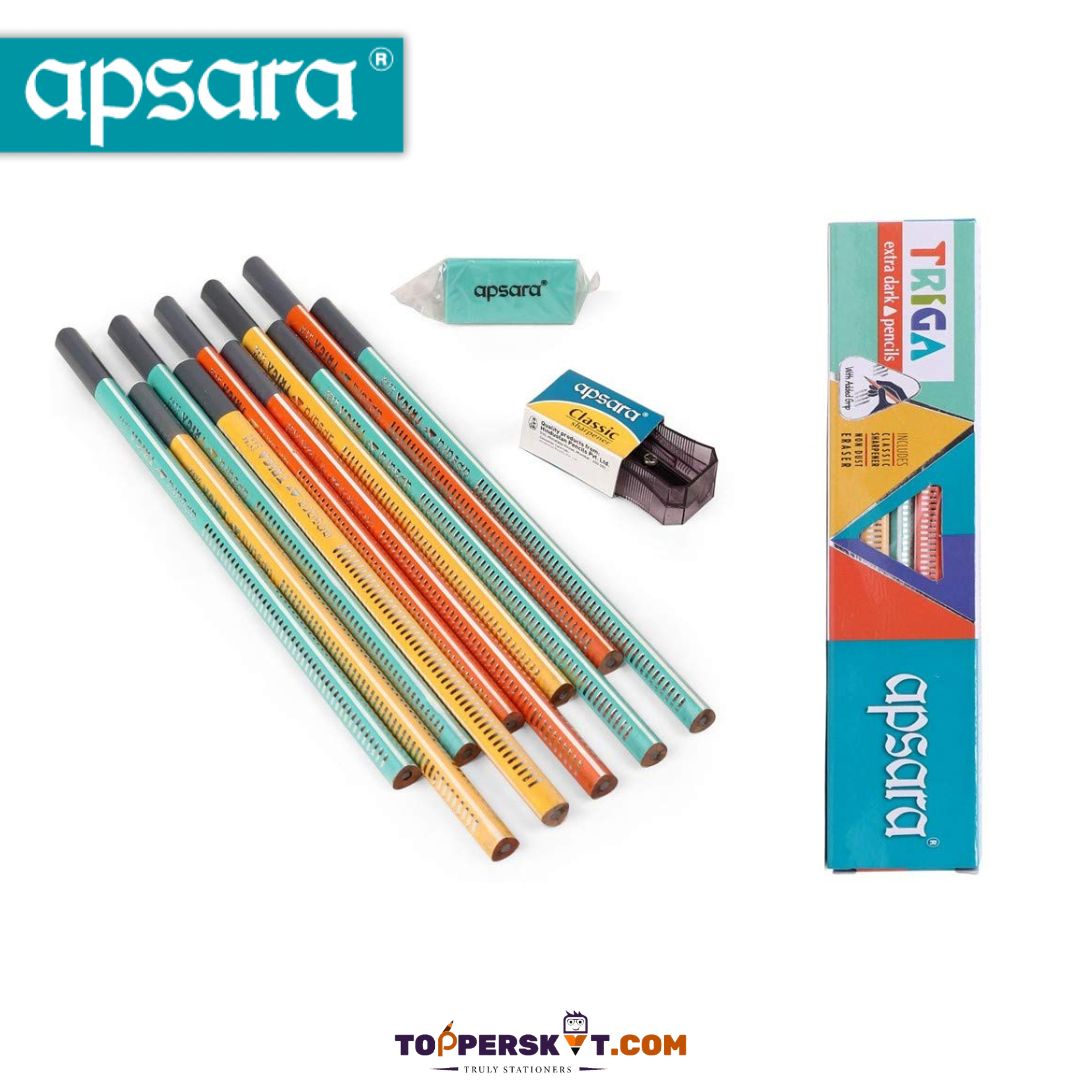 Apsara Triga Pencils : Effortless Writing with Unique Triangular Design ( Pack Of 10 ) - Topperskit LLP