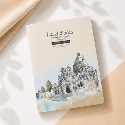 Premium Travel Stories Textured Hard Cover Single Line Notebook  ( Pack of 1 )