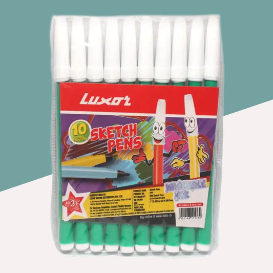 Luxor Sketch Pens - Green ( Set Of 10 ) - Topperskit LLP