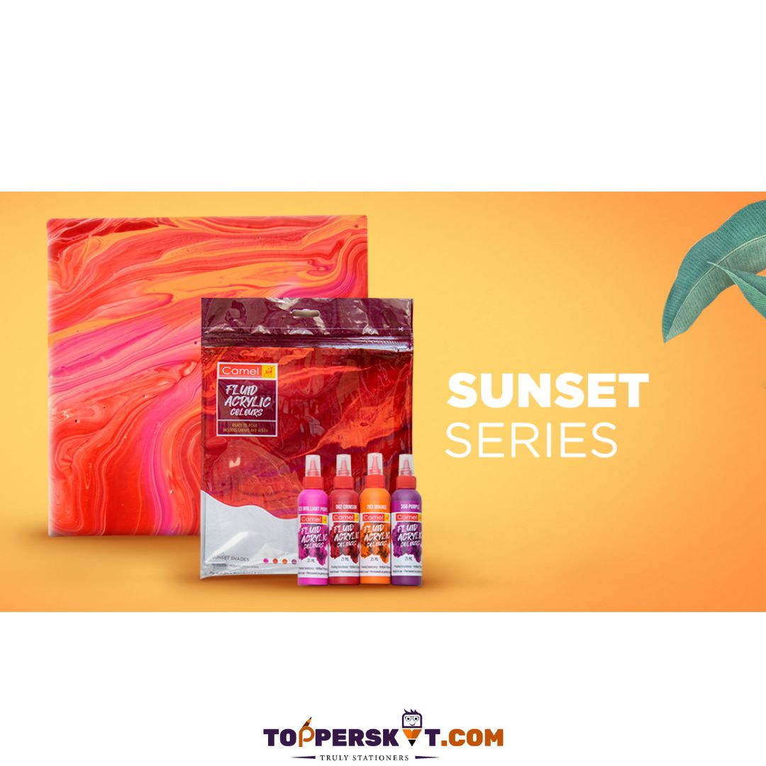 Camel Sunset Fluid Art Kit: Create Stunning Masterpieces with Ease ( Pack of 1 ) - Topperskit LLP