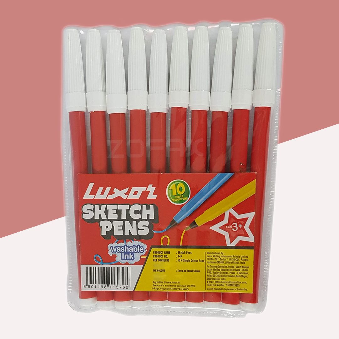 Luxor Sketch Pens - Red ( Set of 10 ) - Topperskit LLP