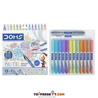 Doms Pastel Super Soft Tip Brush Pen Set - Pastel Shades for Inspired Artistry ( Pack of 14 ) - Topperskit LLP