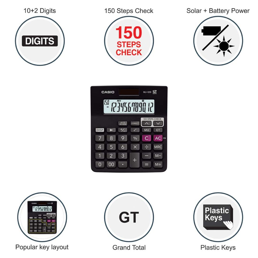 Casio MJ12D Normal Desktop Calculator - 12-Digit Precision and Versatility ( Pack Of 1 ) - Topperskit LLP