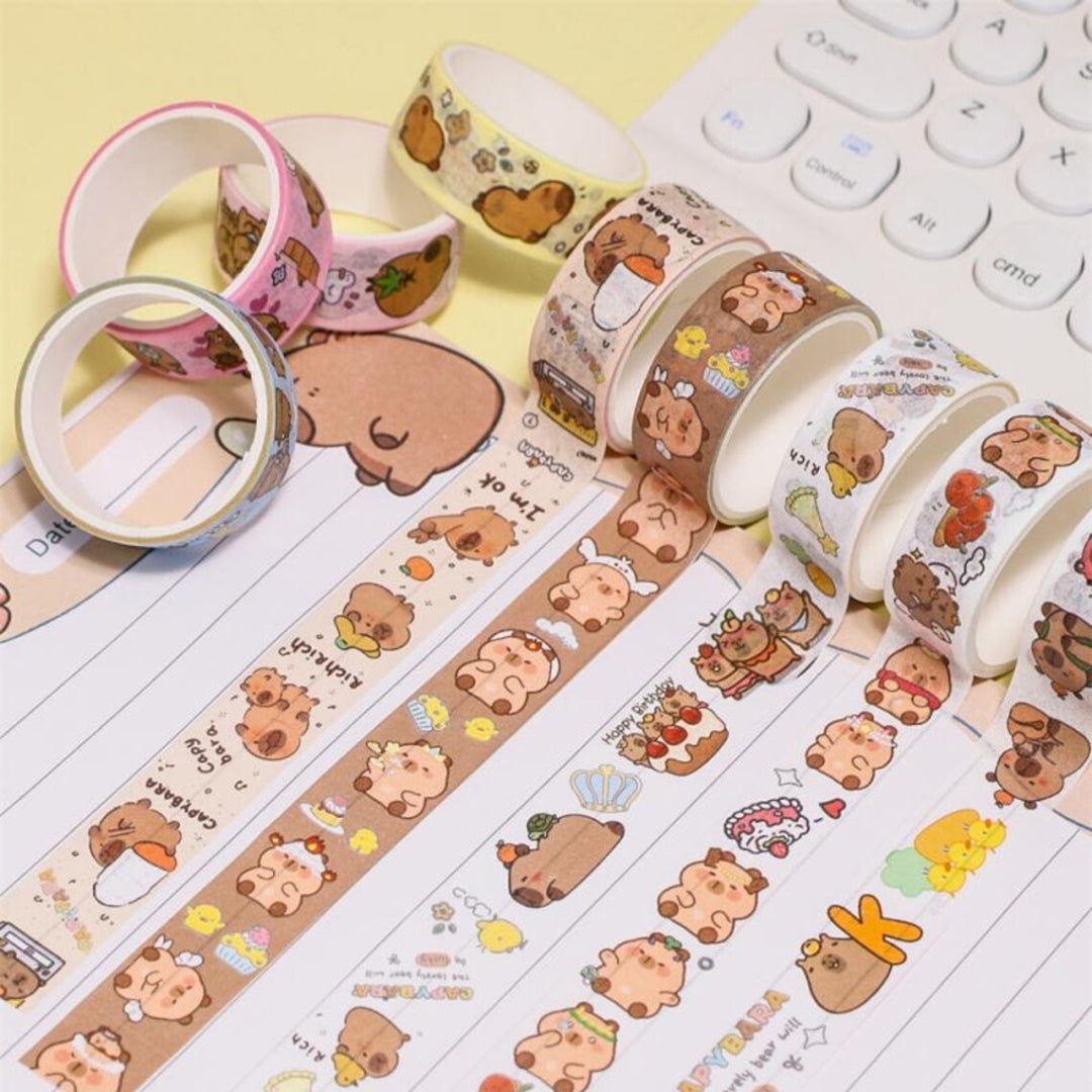 Capybara Designer Printed Washi Tape – Assorted Patterns ( Pack of 10 )