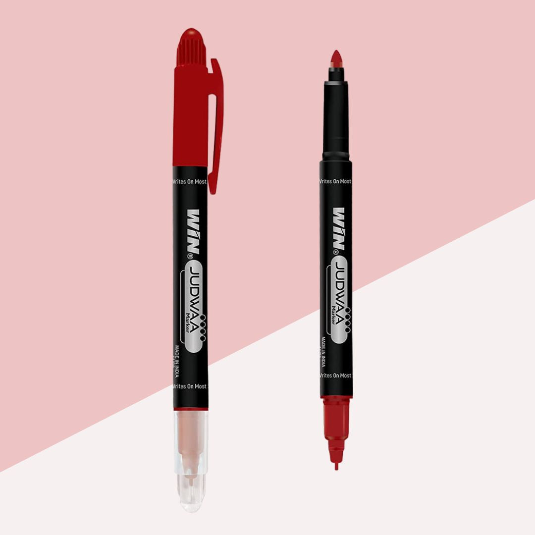 WIN Judwaa Dual Tip CD/DVD/OHP Marker Pens – Red Ink : Versatile Writing Tools For Office ( Pack for 1 ) - Topperskit LLP