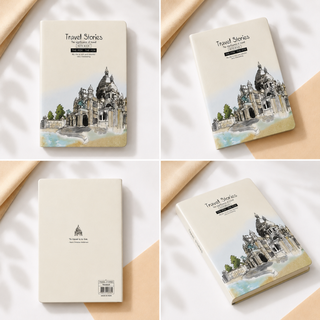 Premium Travel Stories Textured Hard Cover Single Line Notebook  ( Pack of 1 )