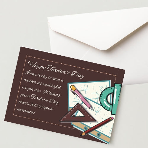 Premium Teacher's Day Greeting Card-300 GSM  Cold Pressed Paper With 1 Envelope