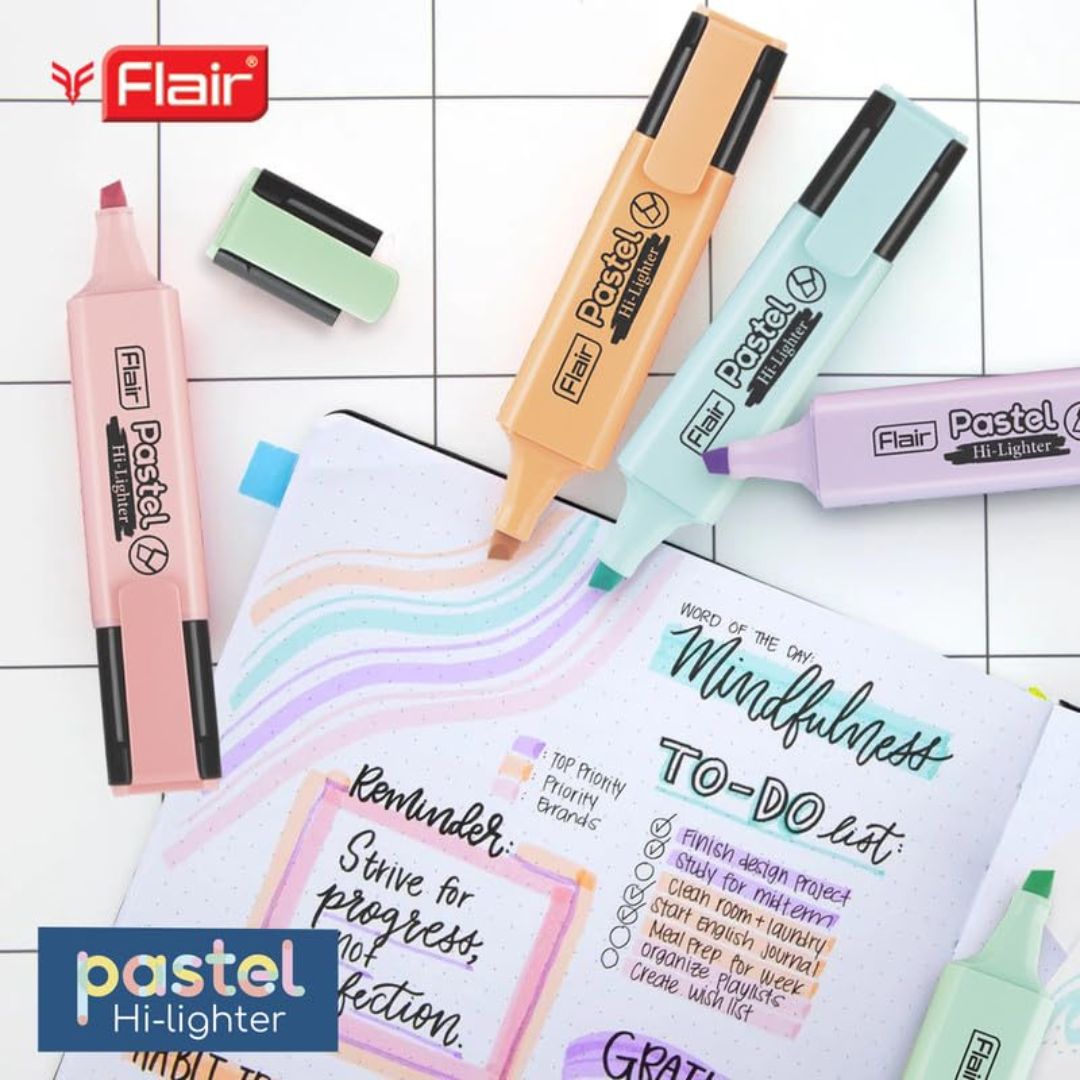 Flair Pastel Hi-lighters - Your Essential Tool for Vibrant Highlighting : (Pack of 5) - Topperskit LLP
