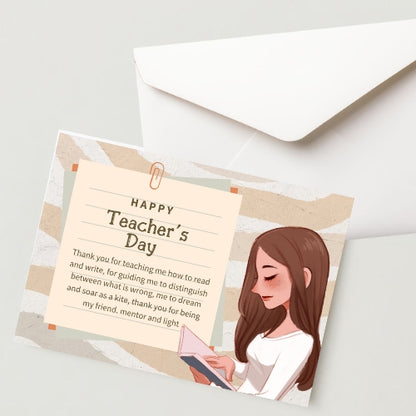 Premium Teacher's Day Greeting Card-300 GSM  Cold Pressed Paper With 1 Envelope