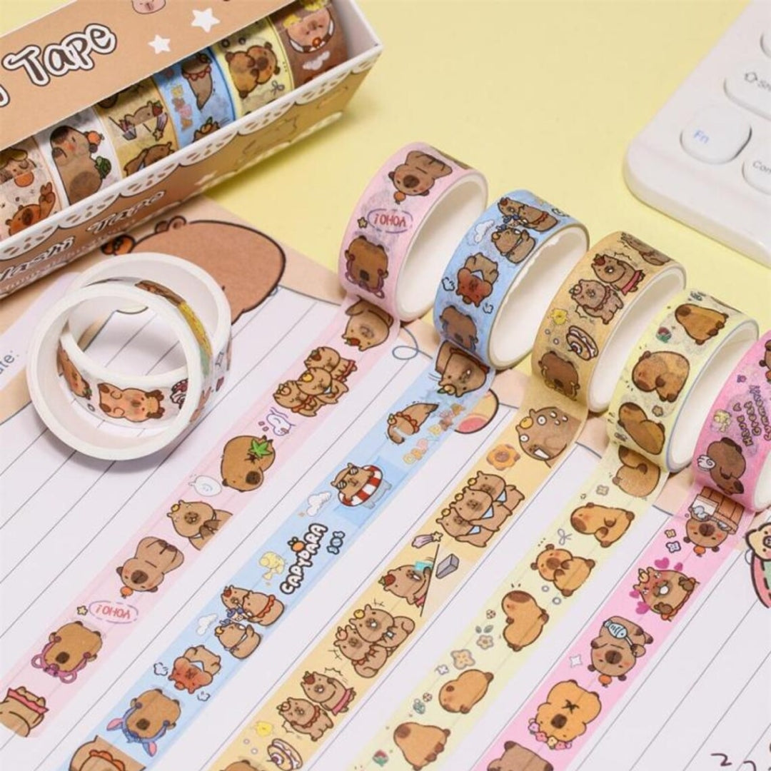 Capybara Designer Printed Washi Tape – Assorted Patterns ( Pack of 10 )
