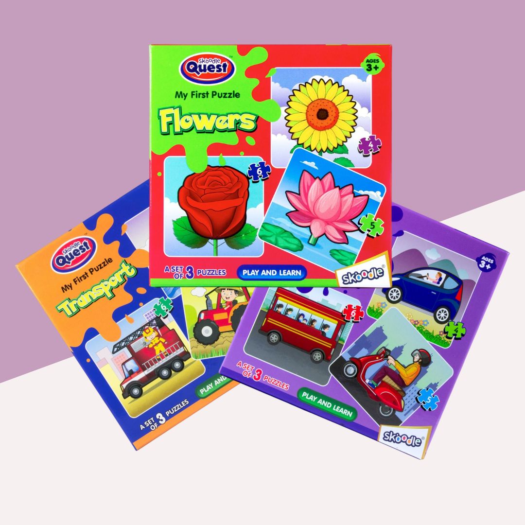 Skoodle My First Puzzle Set: Assorted Educational Puzzles for Kids ( Pack of 3 ) - Topperskit LLP