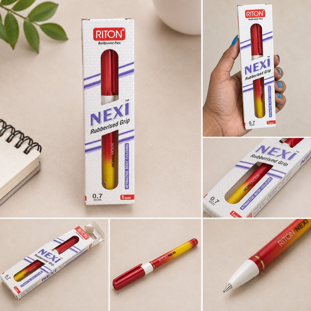 RITON NEXI Rubberised Grip Ball Pen Red - Image 2
