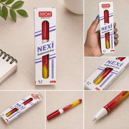 RITON NEXI Rubberised Grip Ball Pen Red - Image 2