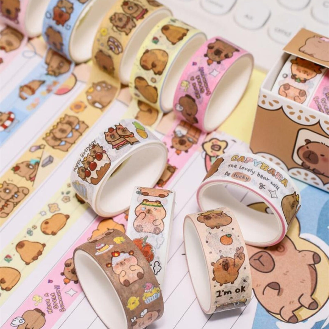 Capybara Designer Printed Washi Tape – Assorted Patterns ( Pack of 10 )