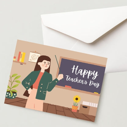 Premium Teacher's Day Greeting Card-300 GSM  Cold Pressed Paper With 1 Envelope