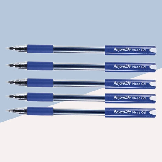 Reynolds Mera Gel Pen  – Blue : Stylish, Fast, and Efficient Writing Experience ( Pack of 5 ) - Topperskit LLP