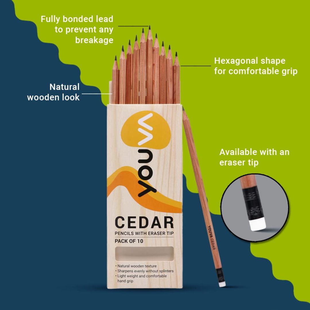 Navneet Youva Cedar Pencils: Elegance and Precision in Every Stroke ( Pack Of 10 ) - Topperskit LLP