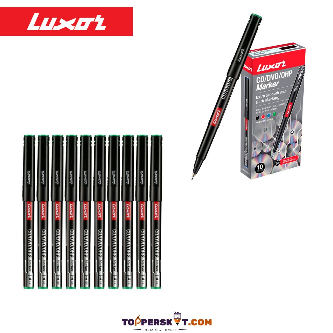 Luxor CD DVD Marker Pen - Green : Smooth, Versatile, and Long-Lasting Markings ( Pack Of 1 ) - Topperskit LLP