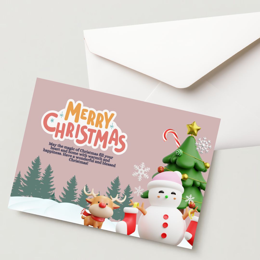 Christmas Greeting Card- 300 GSM Paper with Envelope (Pack of 1)