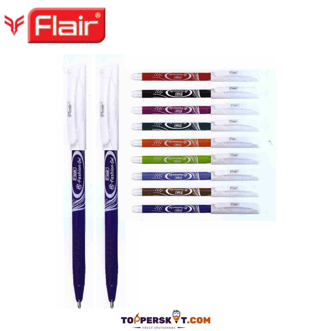 Flair Hi-Fashion Colour Gel Pens -  Multicolour : Stylish and Creative Writing Experiences ( Pack of 10 ) - Topperskit LLP