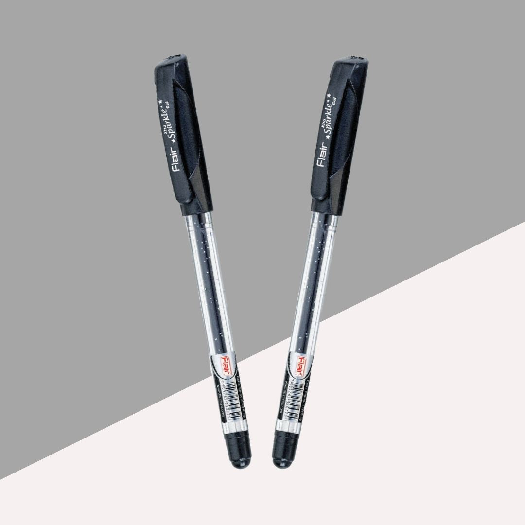 Flair Glitter Xtra Sparkle Gel Pen - Black: Elevate Your Creations with Vibrant Glamour and Sophistication ( Set of 2 ) - Topperskit LLP