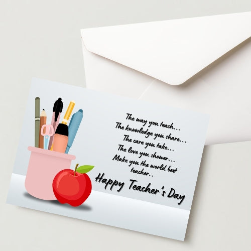 Premium Teacher's Day Greeting Card-300 GSM  Cold Pressed Paper With 1 Envelope