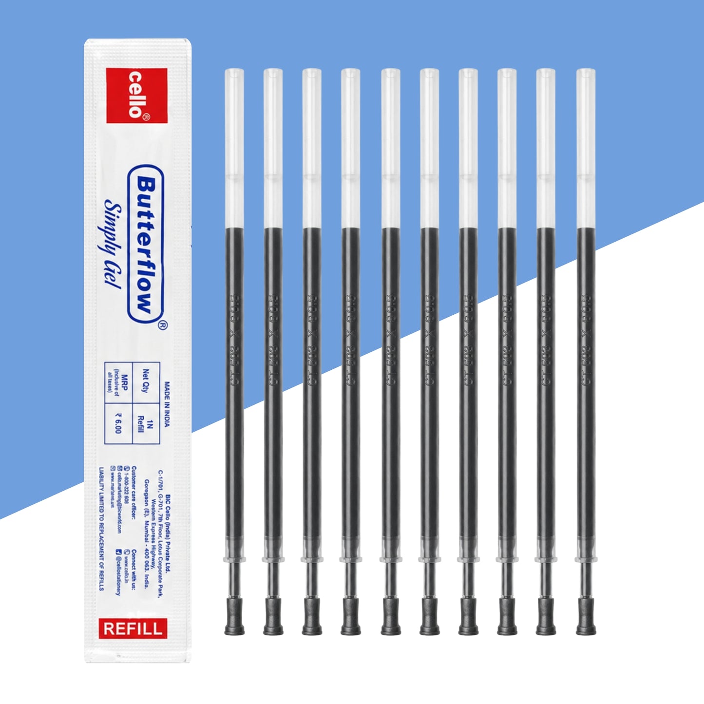 (10 Pcs.) Cello Butterflow Simply Gel Refill - Blue