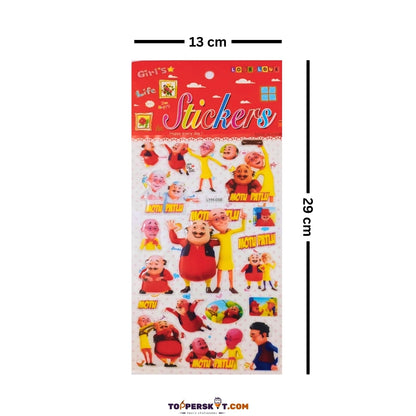 3D Cartoon Motu Patlu Sticker for Kids - Fun & Colorful Designs (Pack of 1)