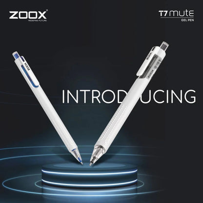 Zoox T7 Mute Blue Gel Pen – Silent Click, Spring Tip, Studded Grip (Pack of 1)