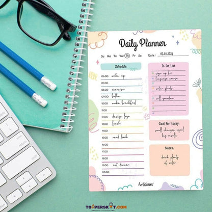 Daily Planner B5 Size Notebook – 60 Sheets, Unique Design (Pack of 1)