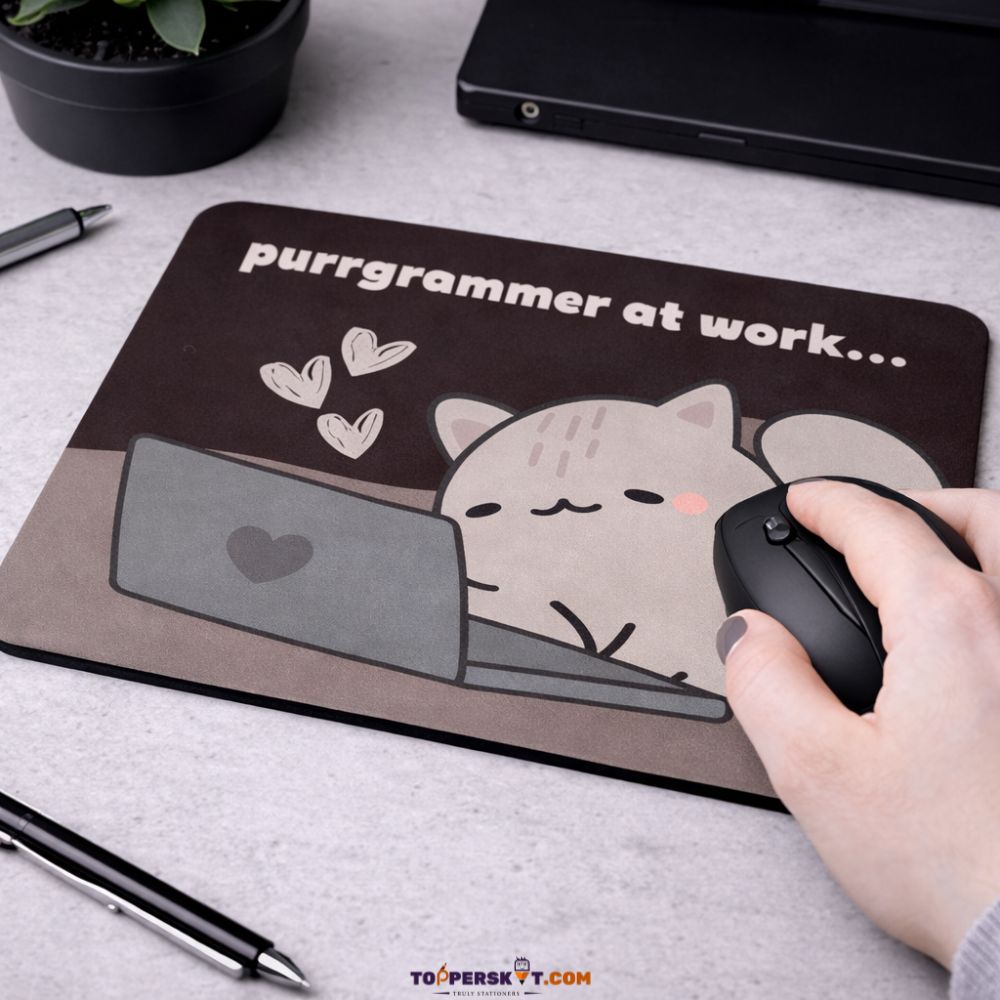 Purrgrammer at Work... New Design Mouse Pad – Foldable & Anti-Slip (Pack 0f 1)