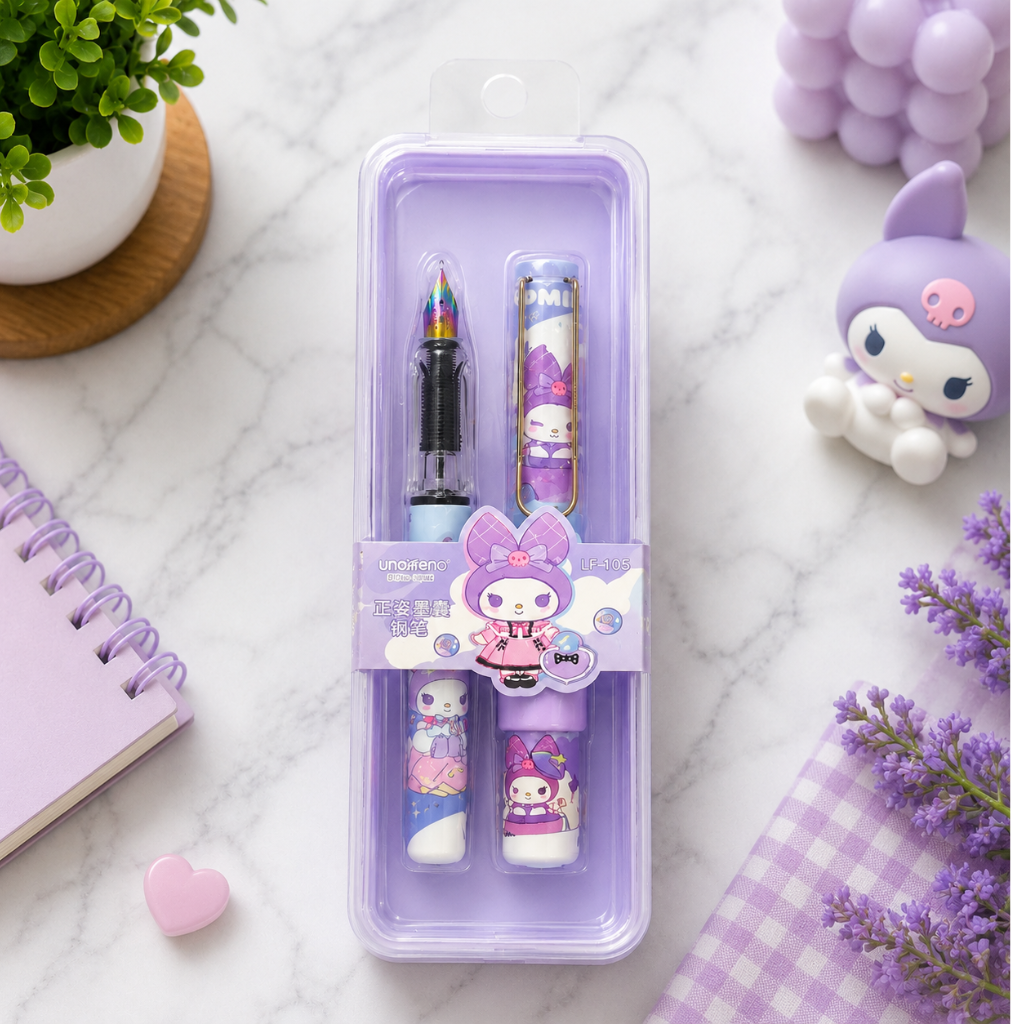 Cute Purple Theme Cartoon Fountain Pen Gift Set (Pack of 1)