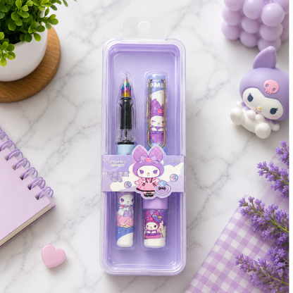 Cute Purple Theme Cartoon Fountain Pen Gift Set (Pack of 1)