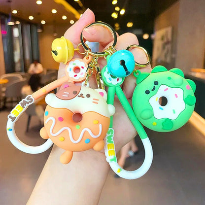 3D Rubber Silicone Donut Cartoon Keychain (Pack of 1)